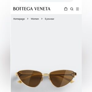 Bottega Veneta Gold Frame Brown Lens Cat-Eye Sunglasses